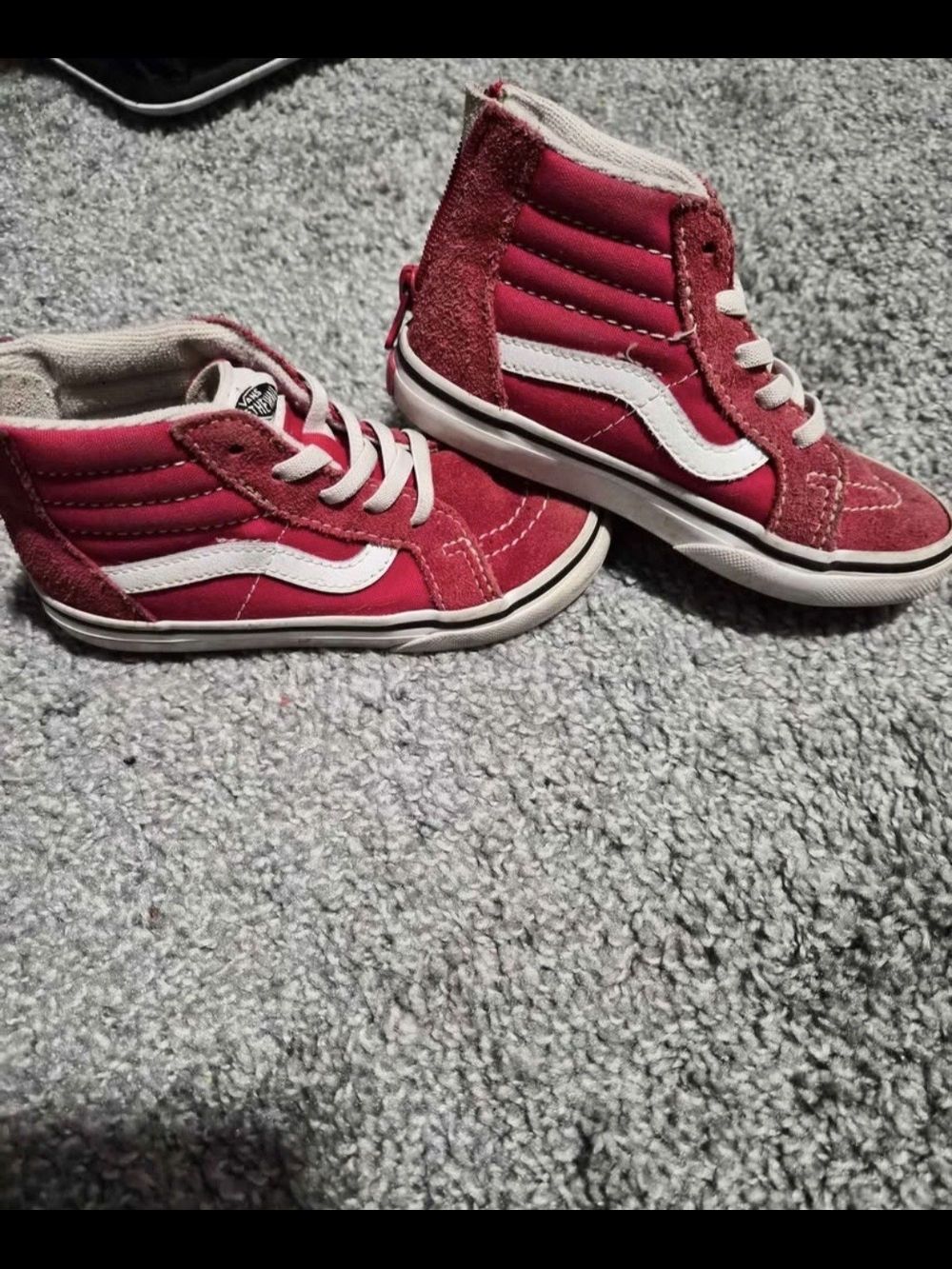 Vans Kids Red and White High-Top Sneakers